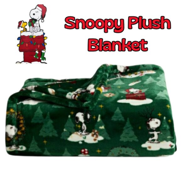 Snoopy Christmas Blanket Throw Peanuts Woodstock Holiday 🎄 NWT - Picture 1 of 11